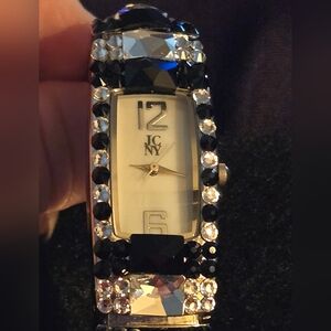 Jimmy Crystal New York Women's Silver Black Watch